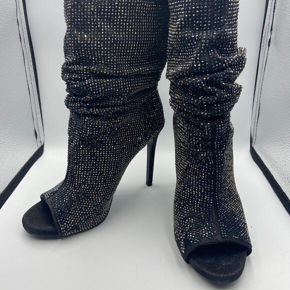 Jessica Simpson Rhinestone Rinnah Calf Booties Open Toes Size 6 - Picture 2 of 6